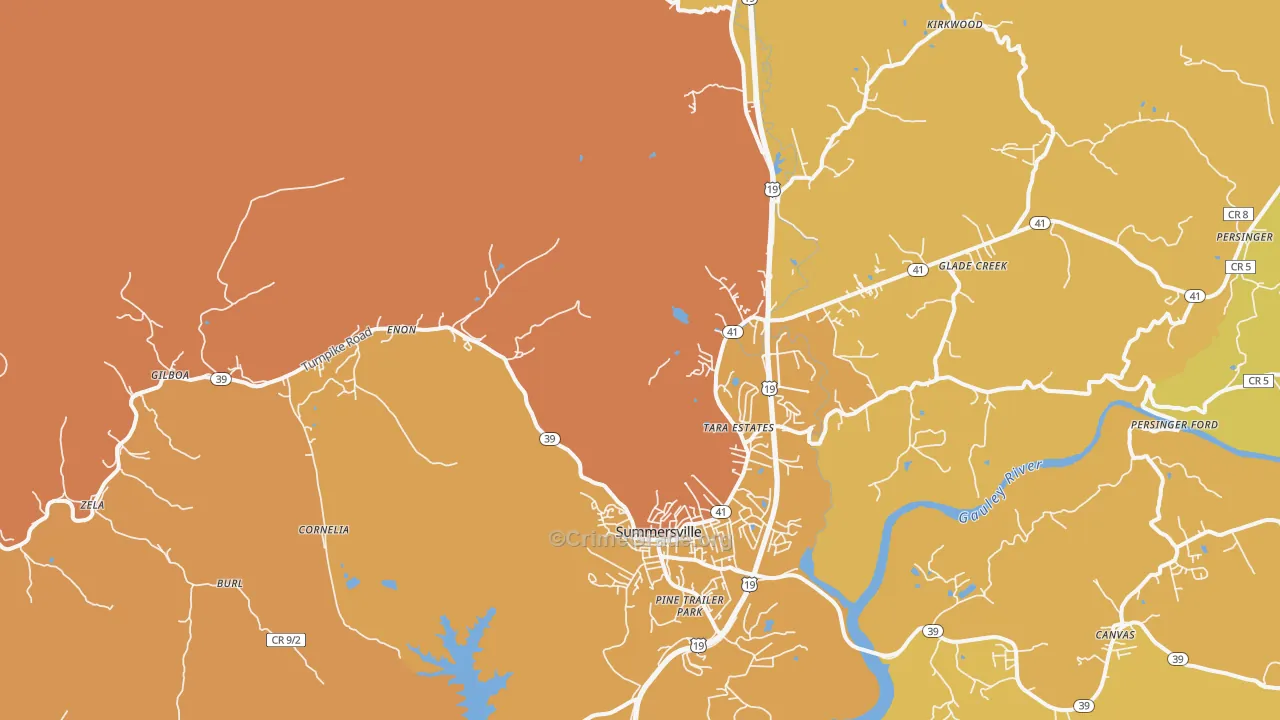Drennen, WV Map of Robbery Rates