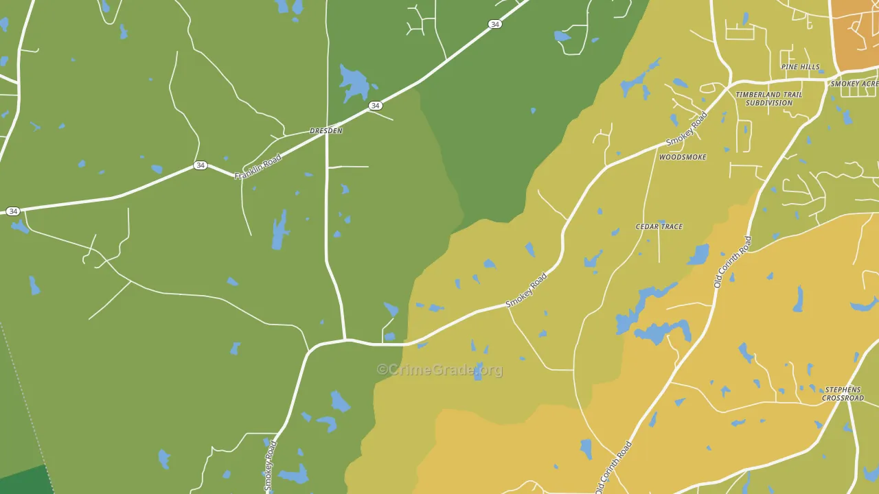 Dresden, GA Map of Robbery Rates