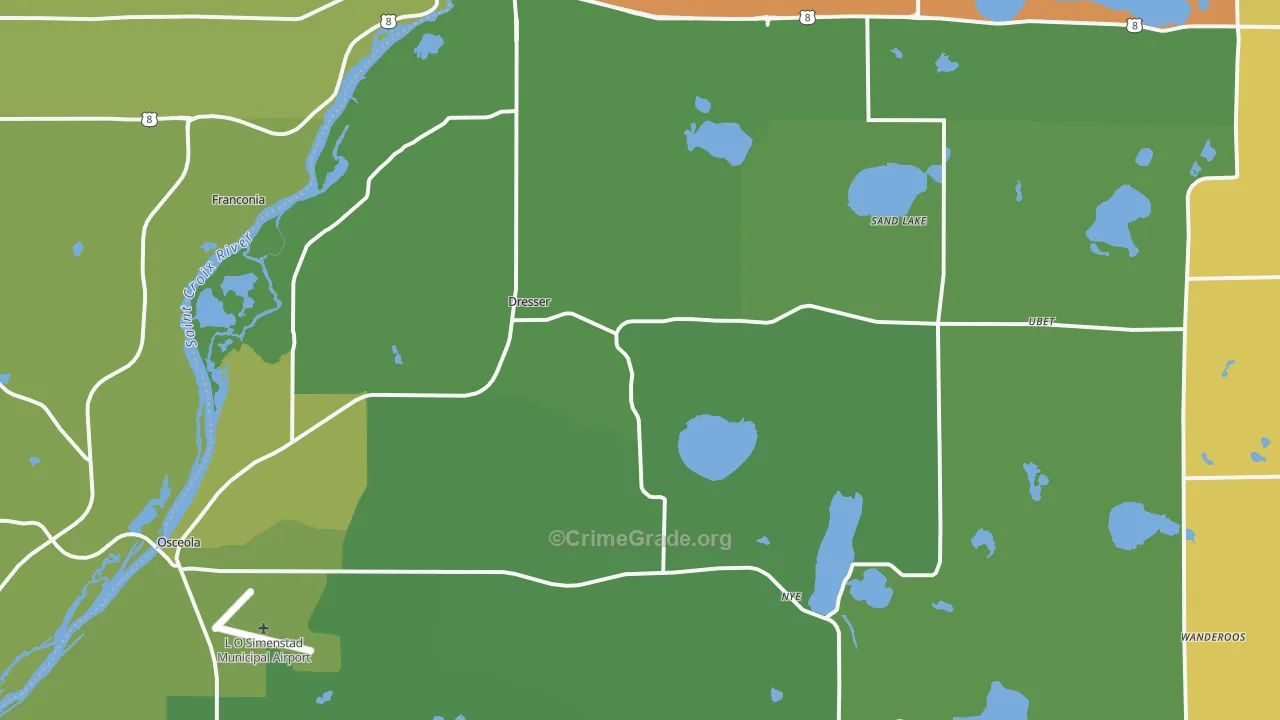 Dresser, WI Map of Robbery Rates
