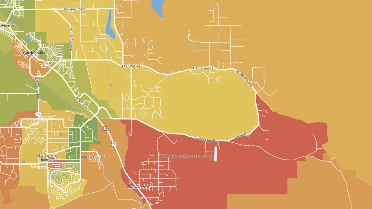 Dresslerville, NV Map of Robbery Rates