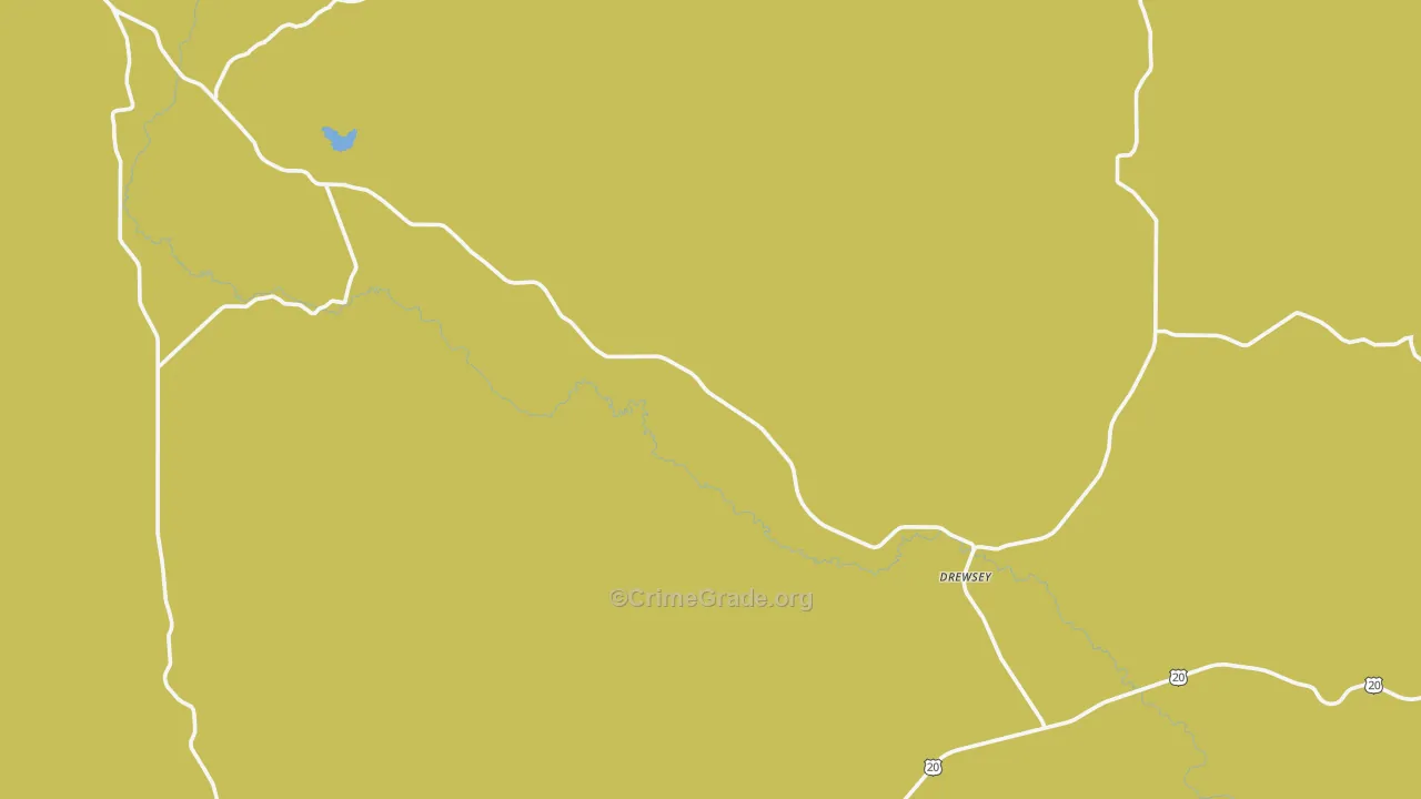 Drewsey, OR Map of Robbery Rates