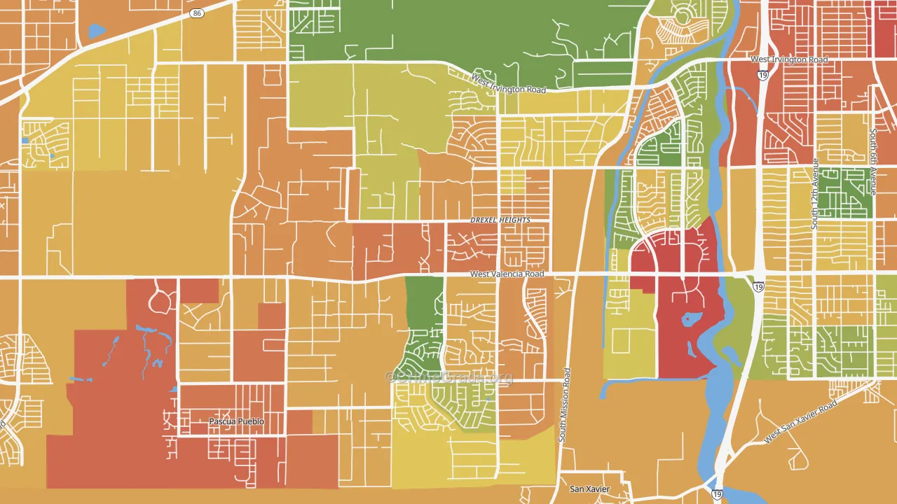 Drexel Heights, AZ Map of Robbery Rates