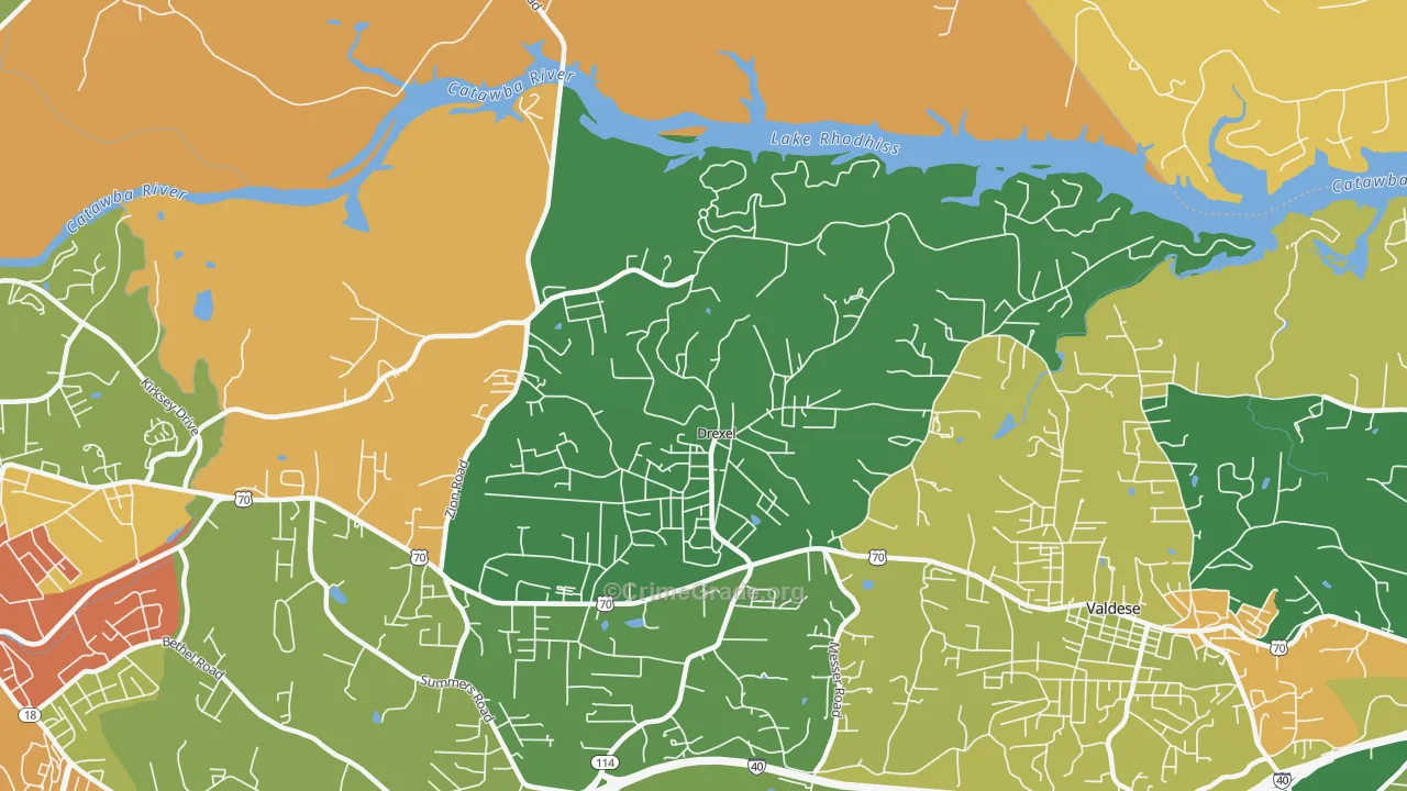 Drexel, NC Map of Robbery Rates