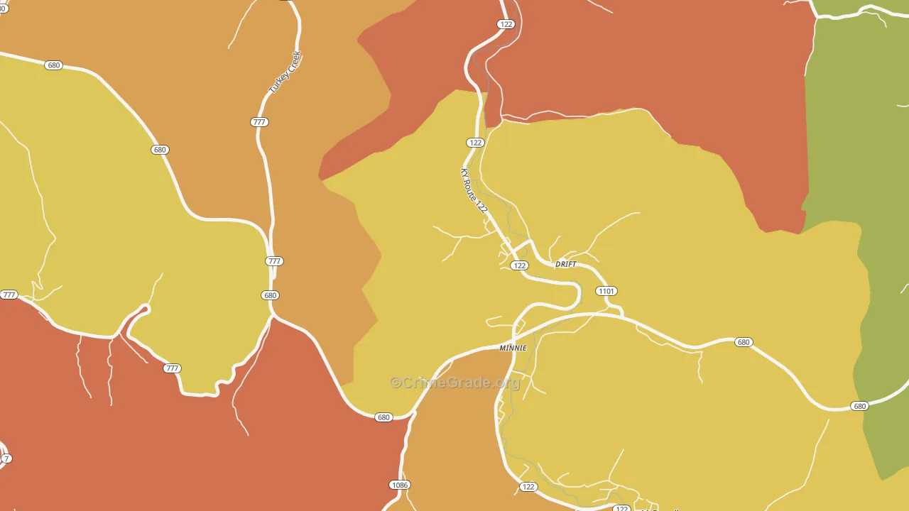 Drift, KY Map of Robbery Rates