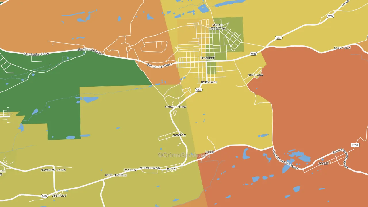 Drifton, PA Map of Robbery Rates
