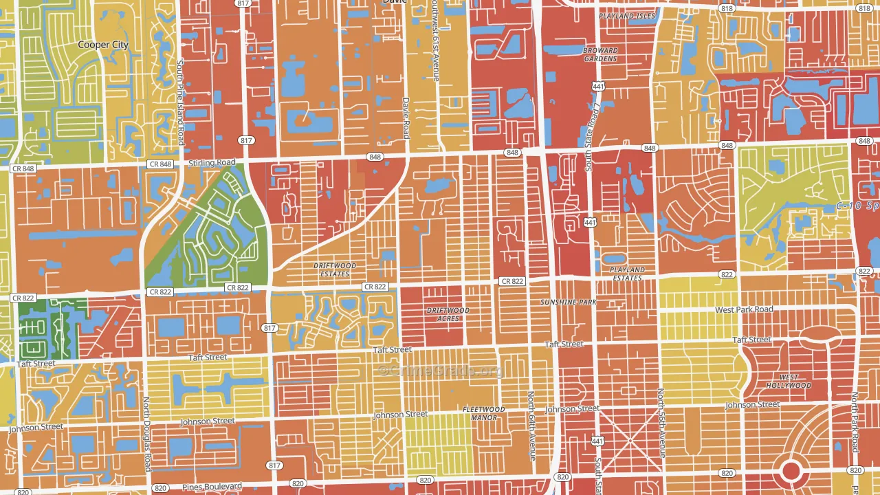 Driftwood, Hollywood, FL Map of Robbery Rates