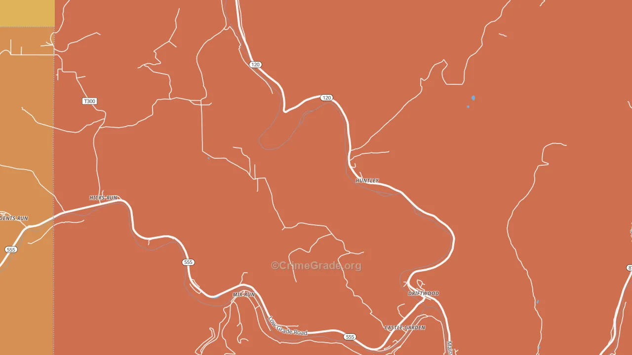 Driftwood, PA Map of Robbery Rates