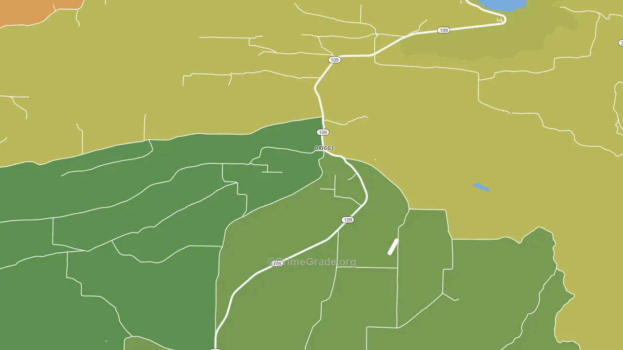 Driggs, AR Map of Robbery Rates