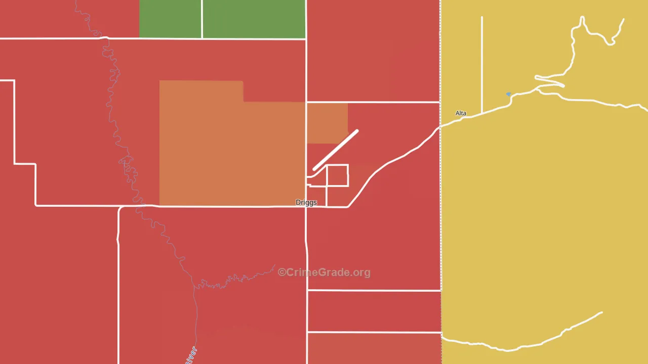 Driggs, ID Map of Robbery Rates