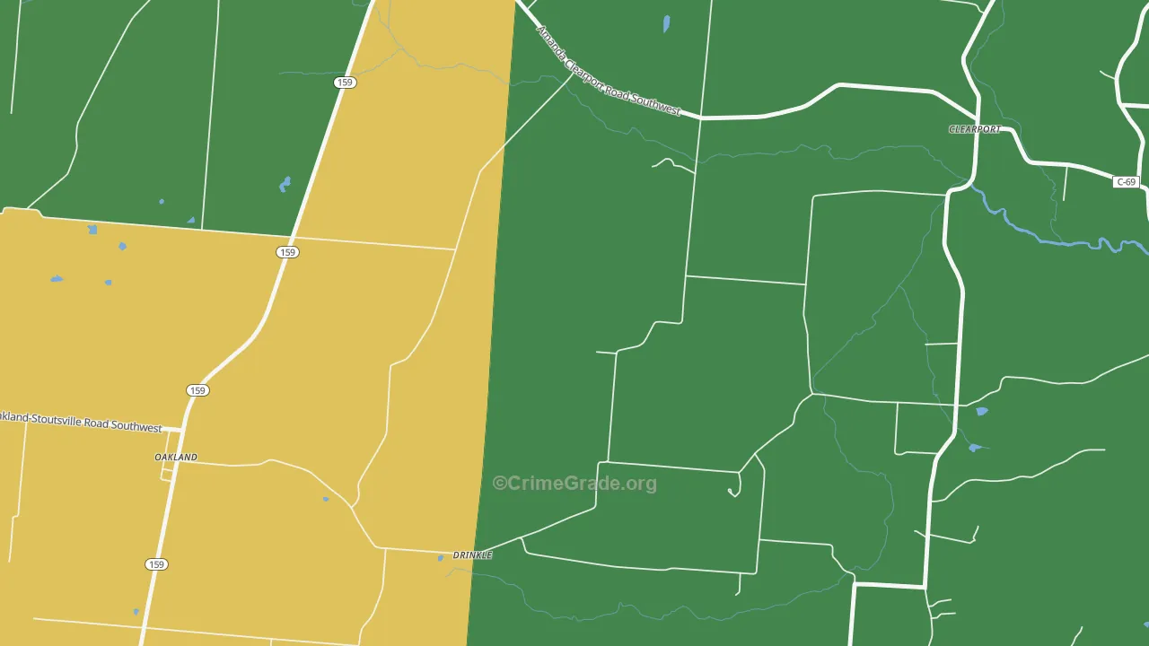 Drinkle, OH Map of Robbery Rates