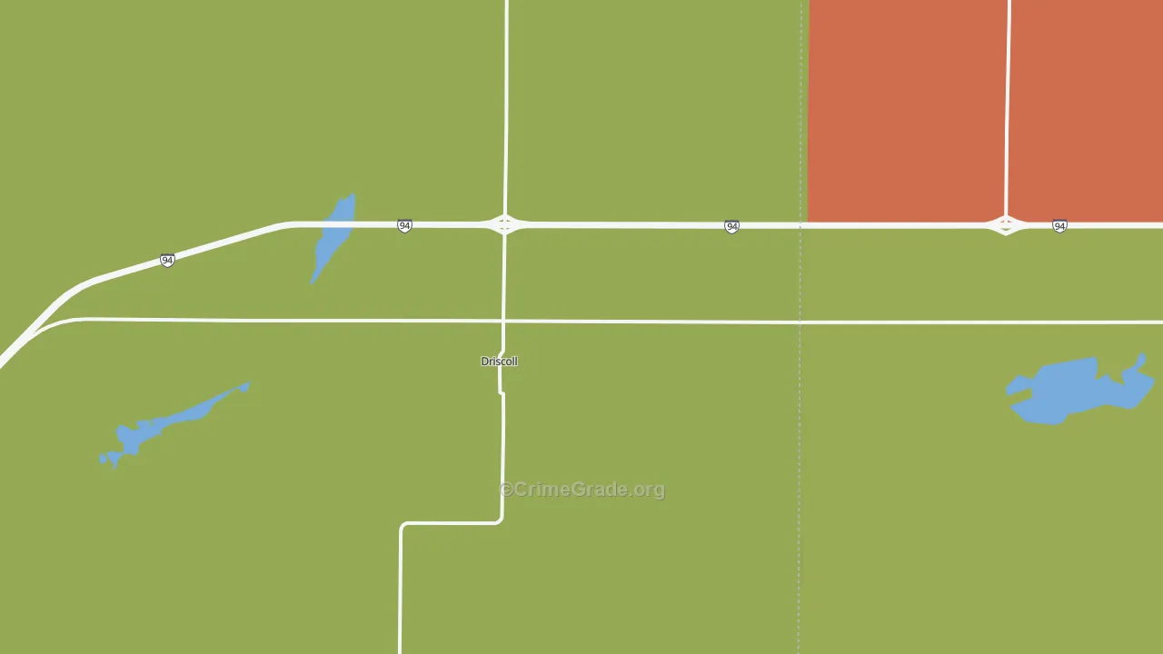 Driscoll, ND Map of Robbery Rates