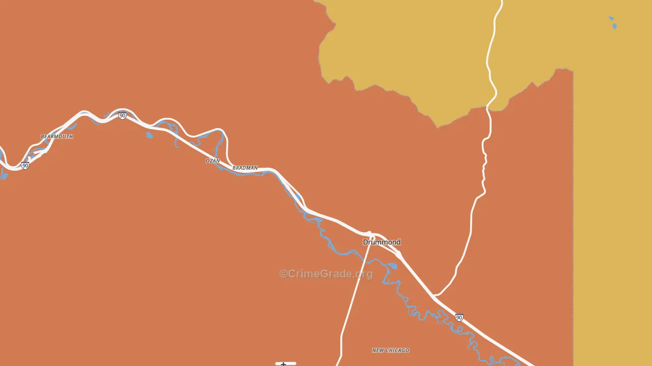 Drummond, MT Map of Robbery Rates