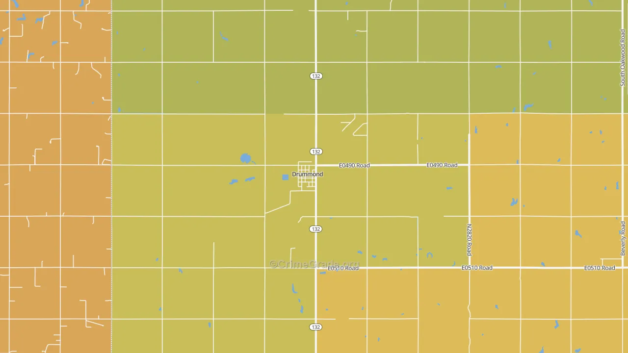 Drummond, OK Map of Robbery Rates