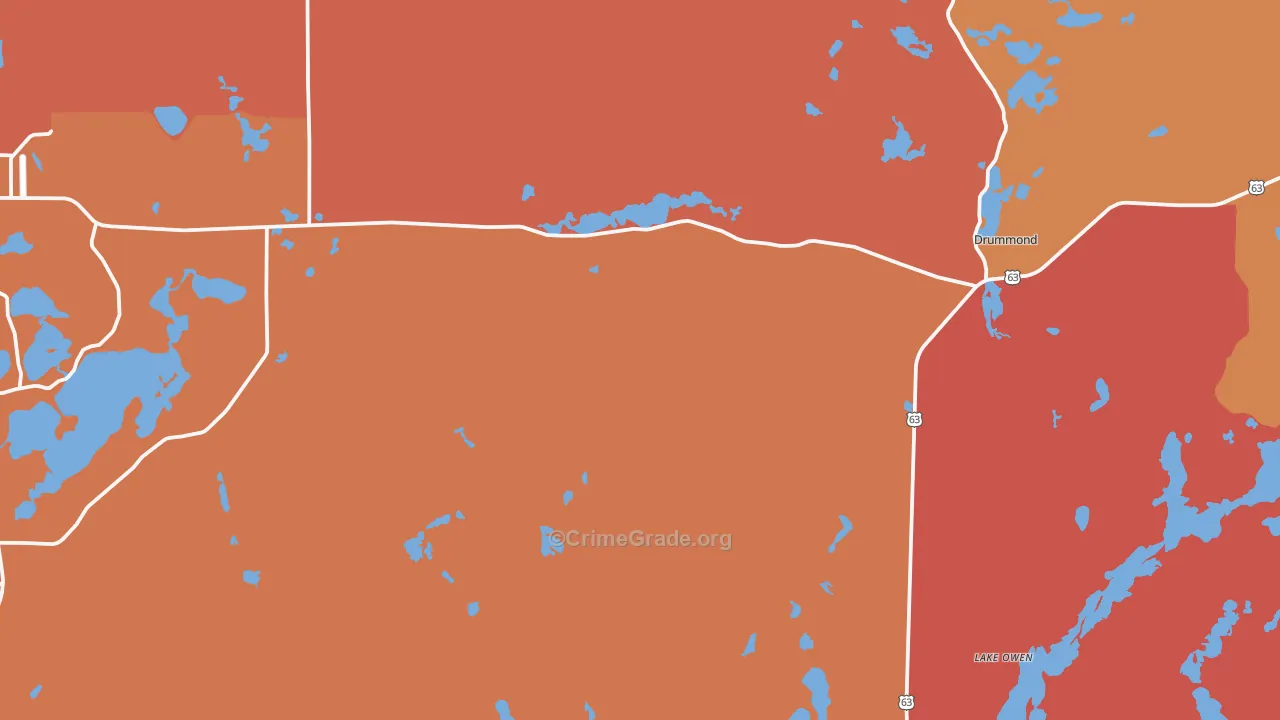 Drummond, WI Map of Robbery Rates