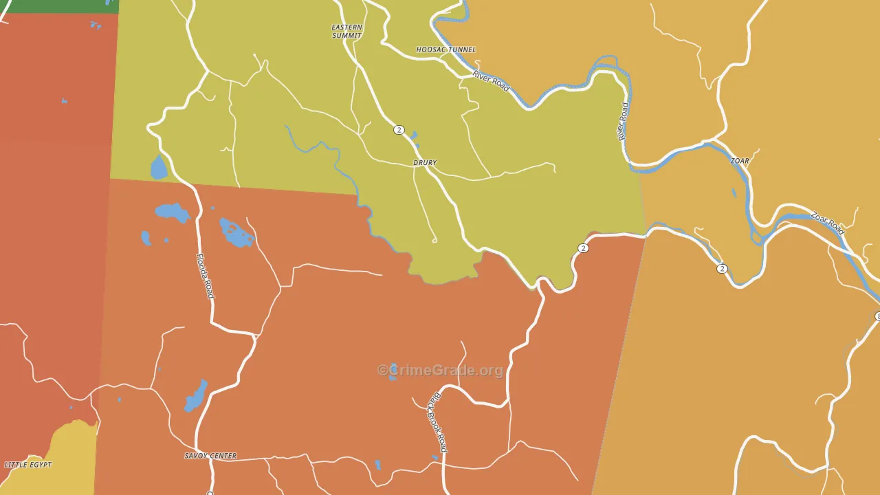 Drury, MA Map of Robbery Rates