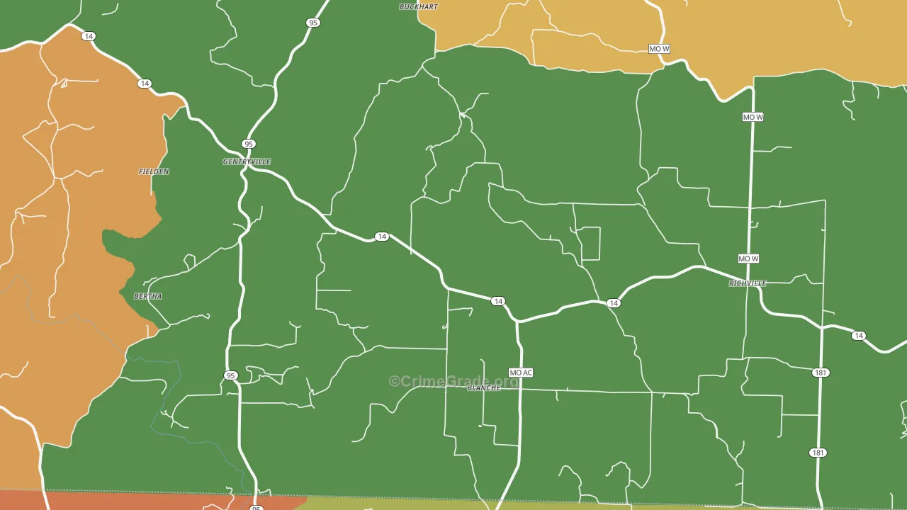 Drury, MO Map of Robbery Rates