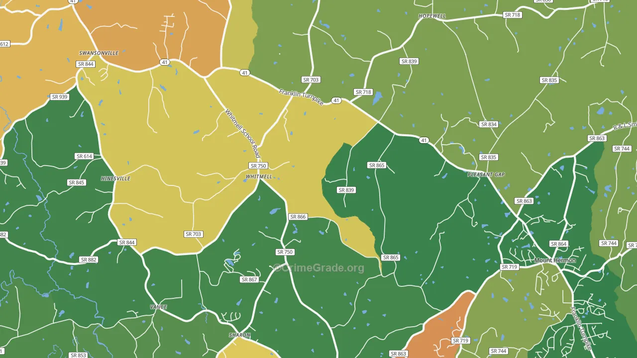 Dry Fork, VA Map of Robbery Rates