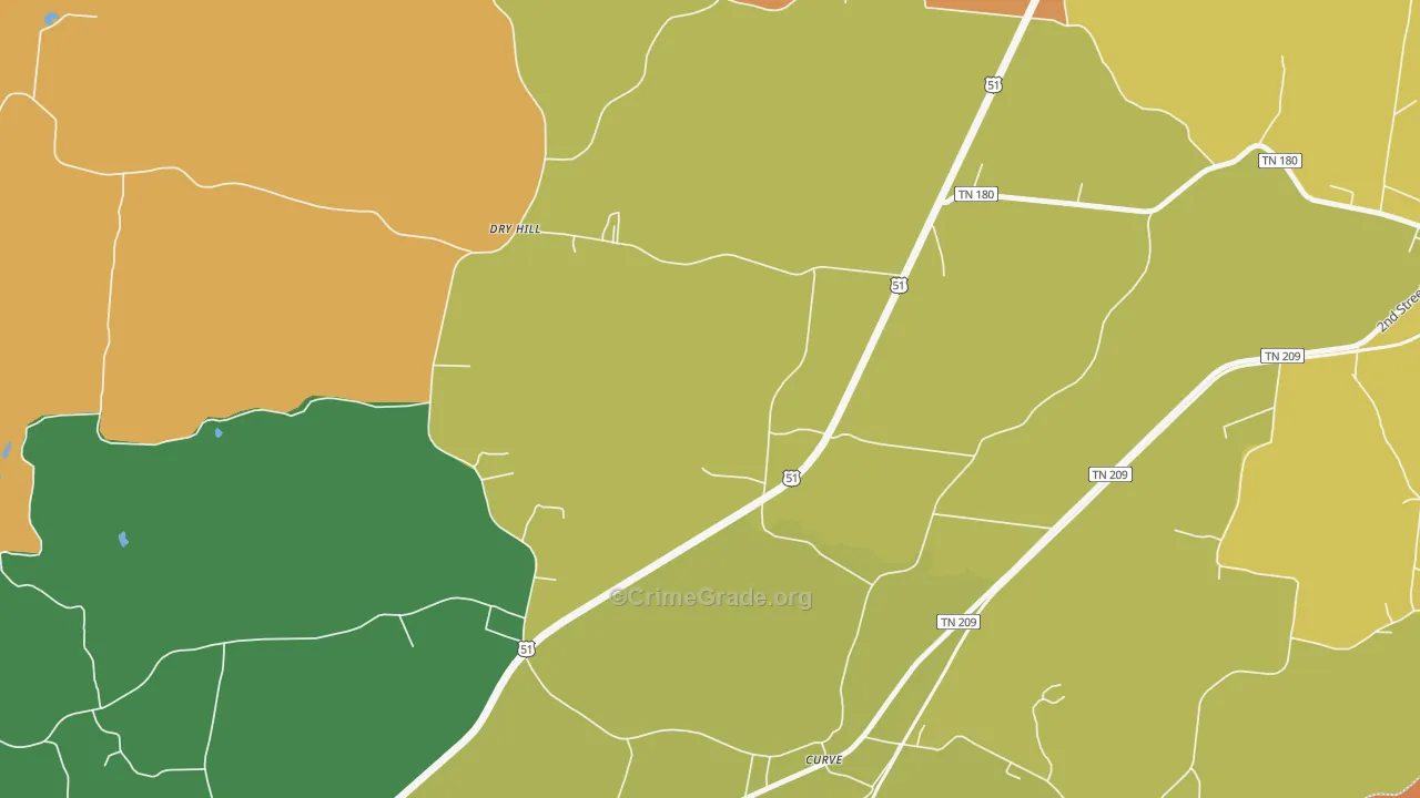 Dry Hill, TN Map of Robbery Rates