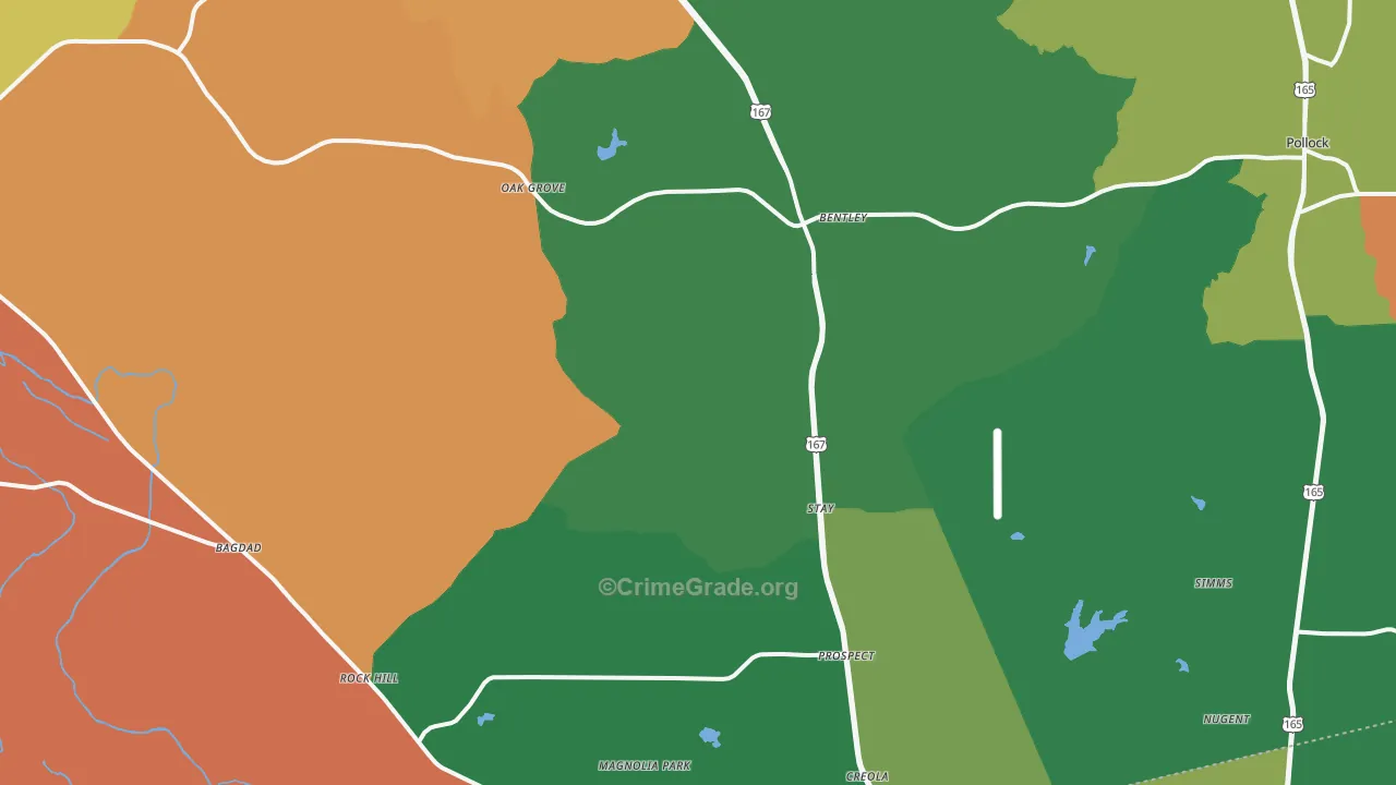 Dry Prong, LA Map of Robbery Rates