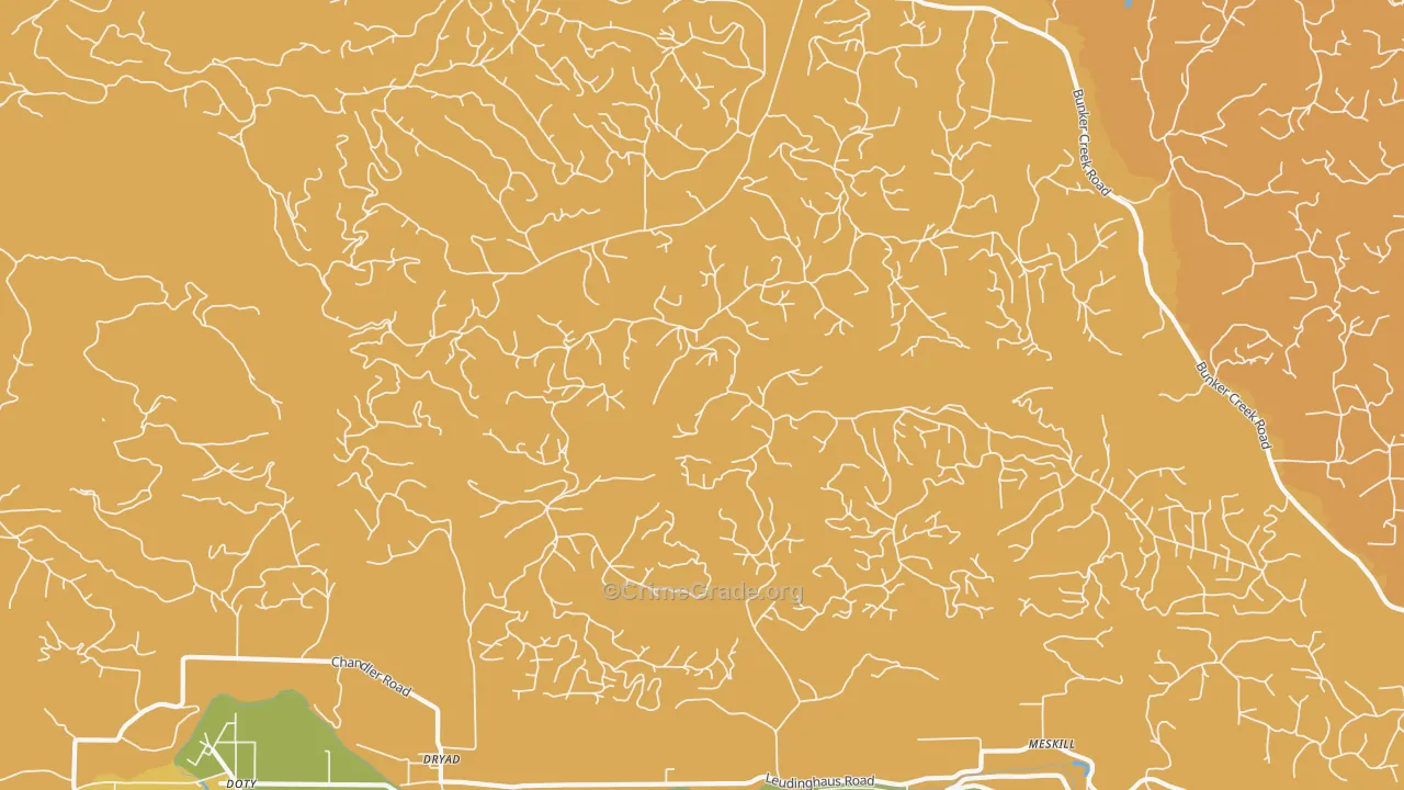Dryad, WA Map of Robbery Rates