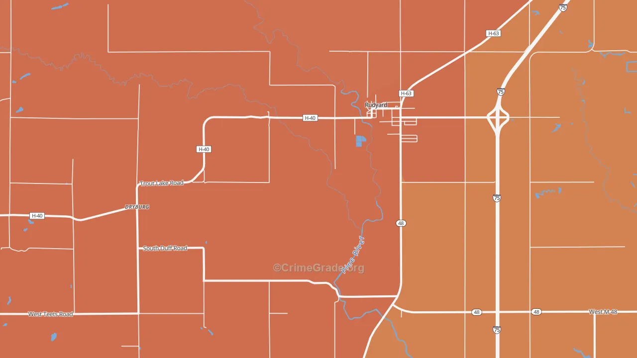 Dryburg, MI Map of Robbery Rates