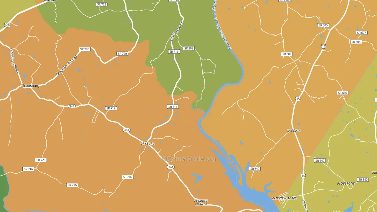 Dryburg, VA Map of Robbery Rates