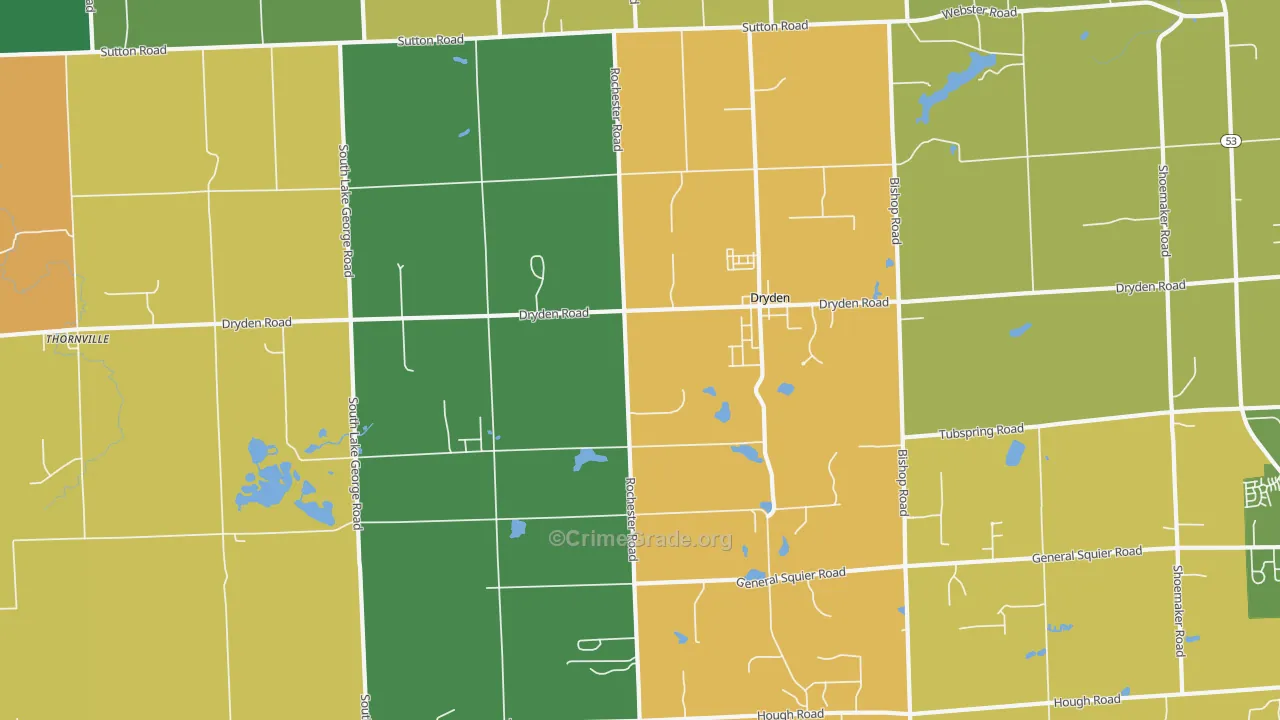 Dryden, MI Map of Robbery Rates