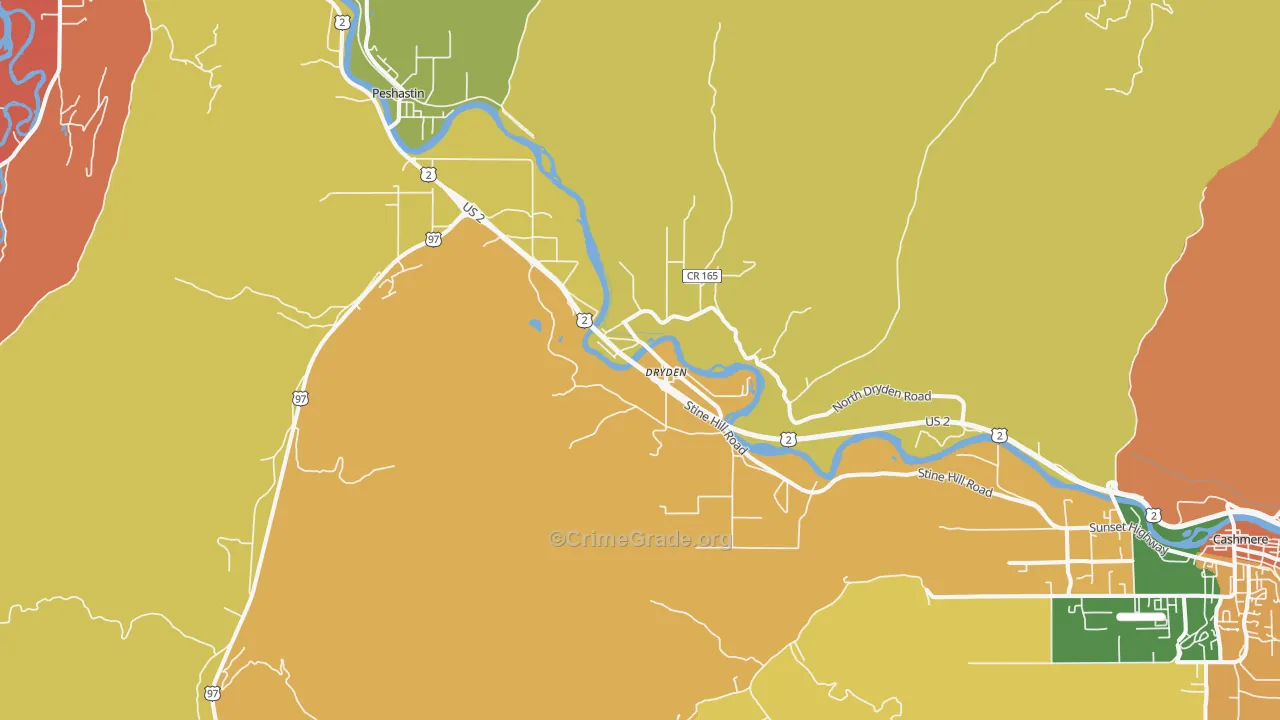 Dryden, WA Map of Robbery Rates