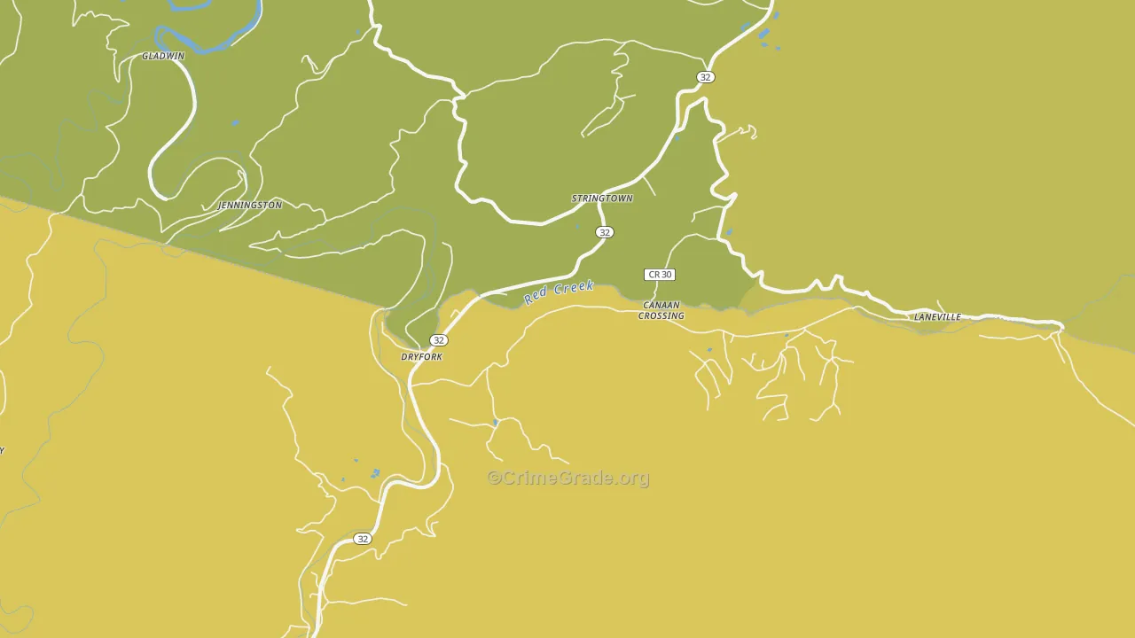 Dryfork, WV Map of Robbery Rates