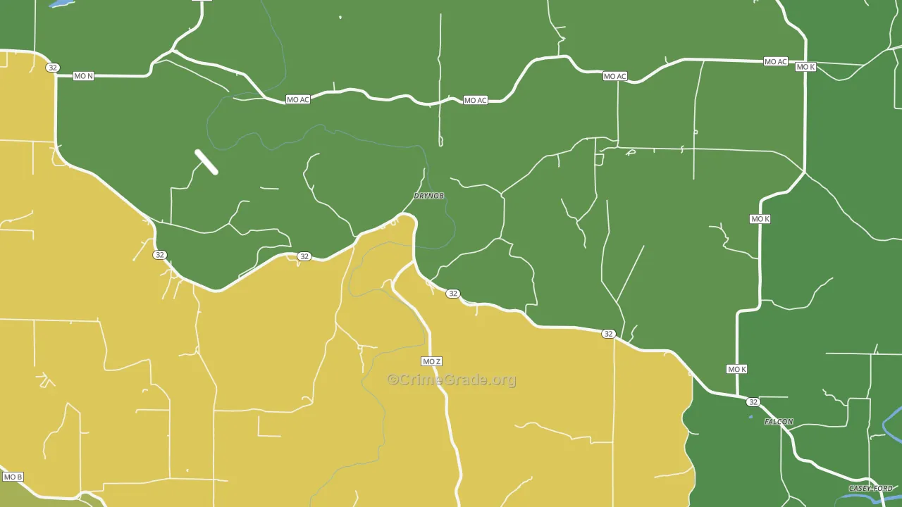 Drynob, MO Map of Robbery Rates