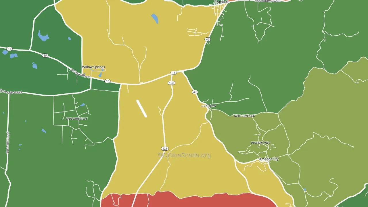 Drytown, CA Map of Robbery Rates