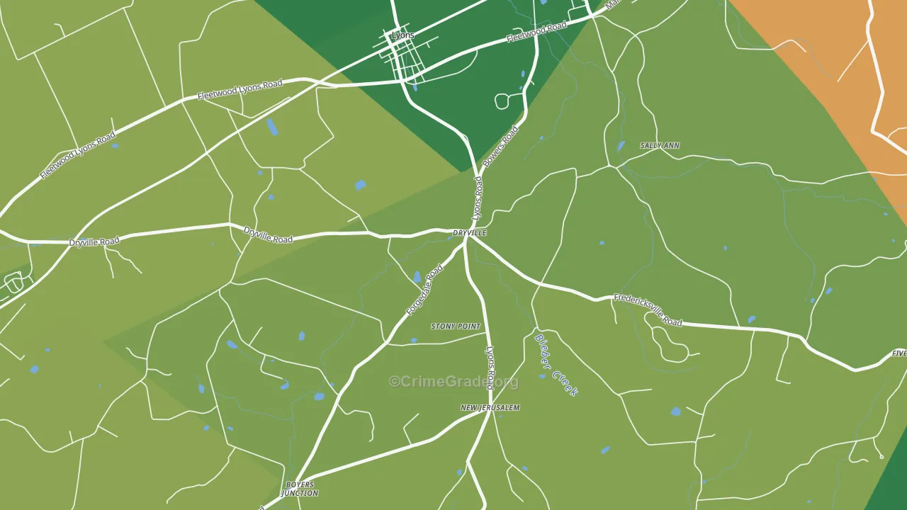 Dryville, PA Map of Robbery Rates