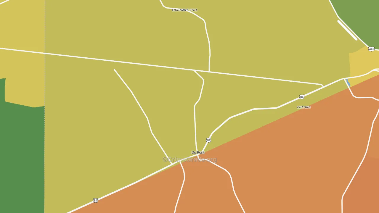 Du Pont, GA Map of Robbery Rates