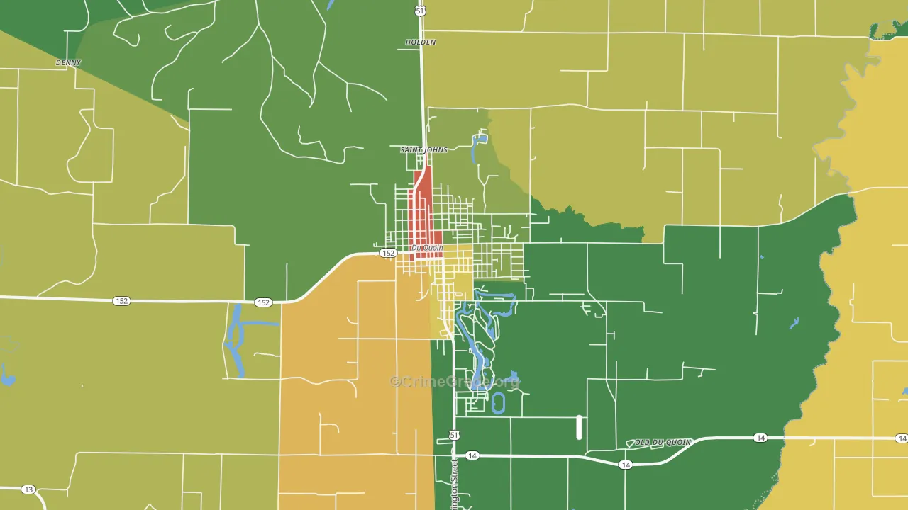 Du Quoin, IL Map of Robbery Rates