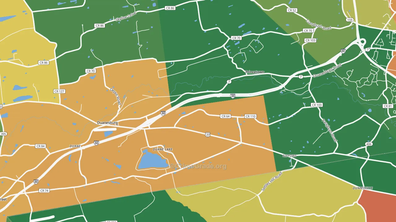 Duanesburg, NY Map of Robbery Rates