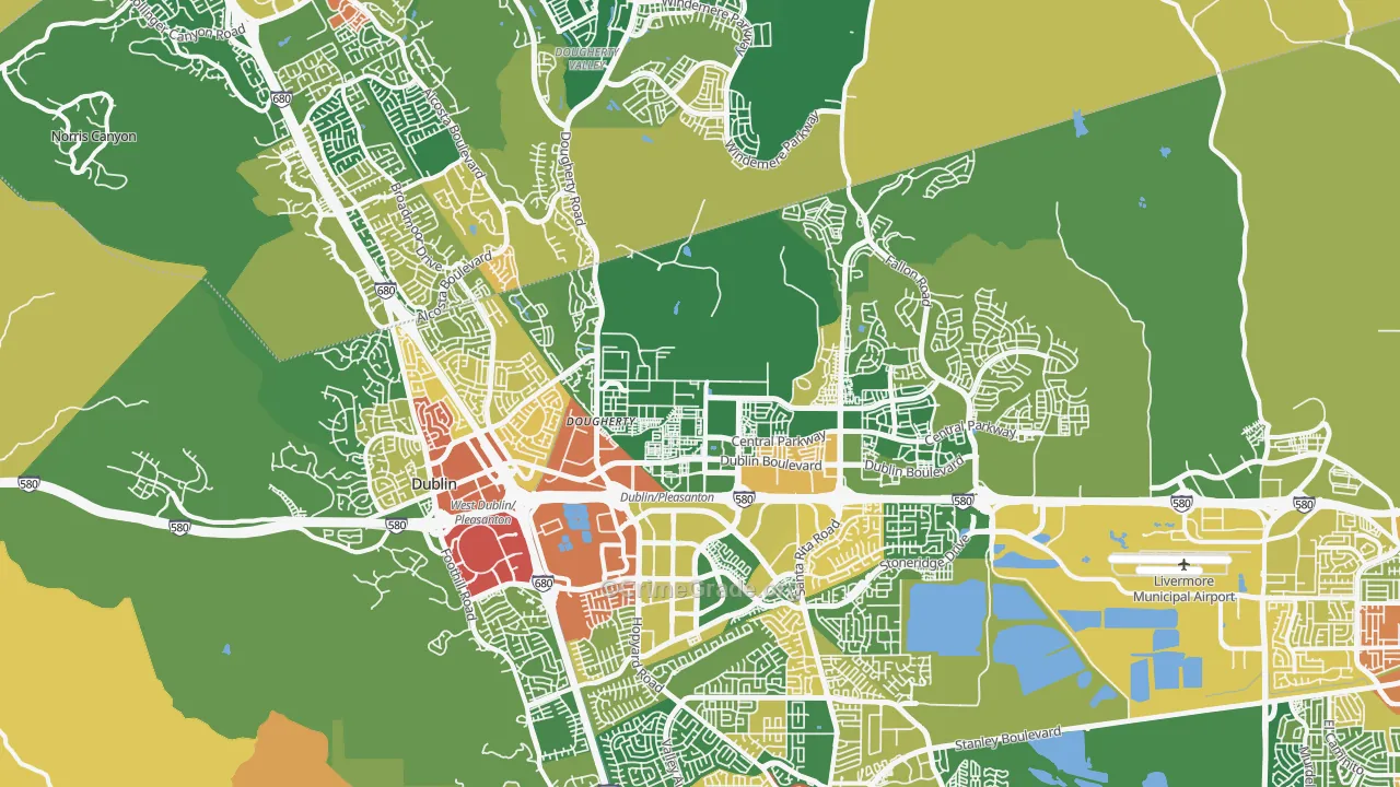 Dublin, CA Map of Robbery Rates
