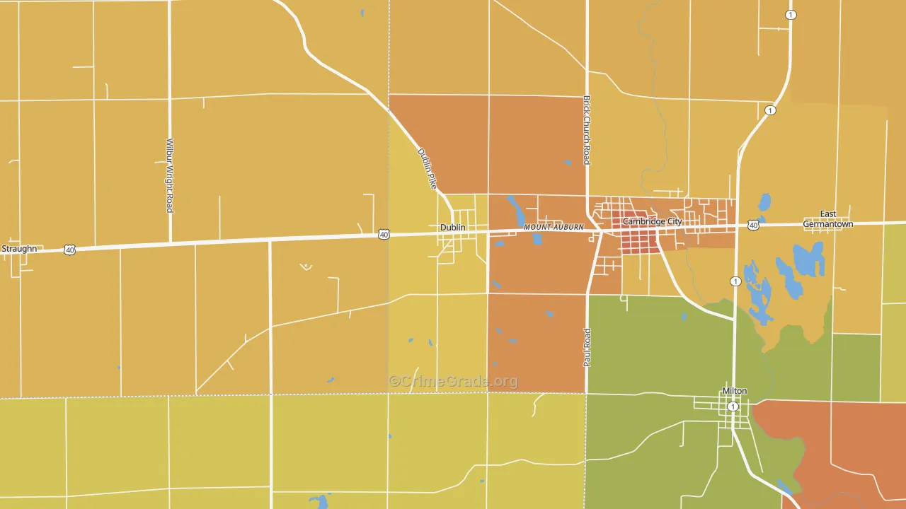Dublin, IN Map of Robbery Rates