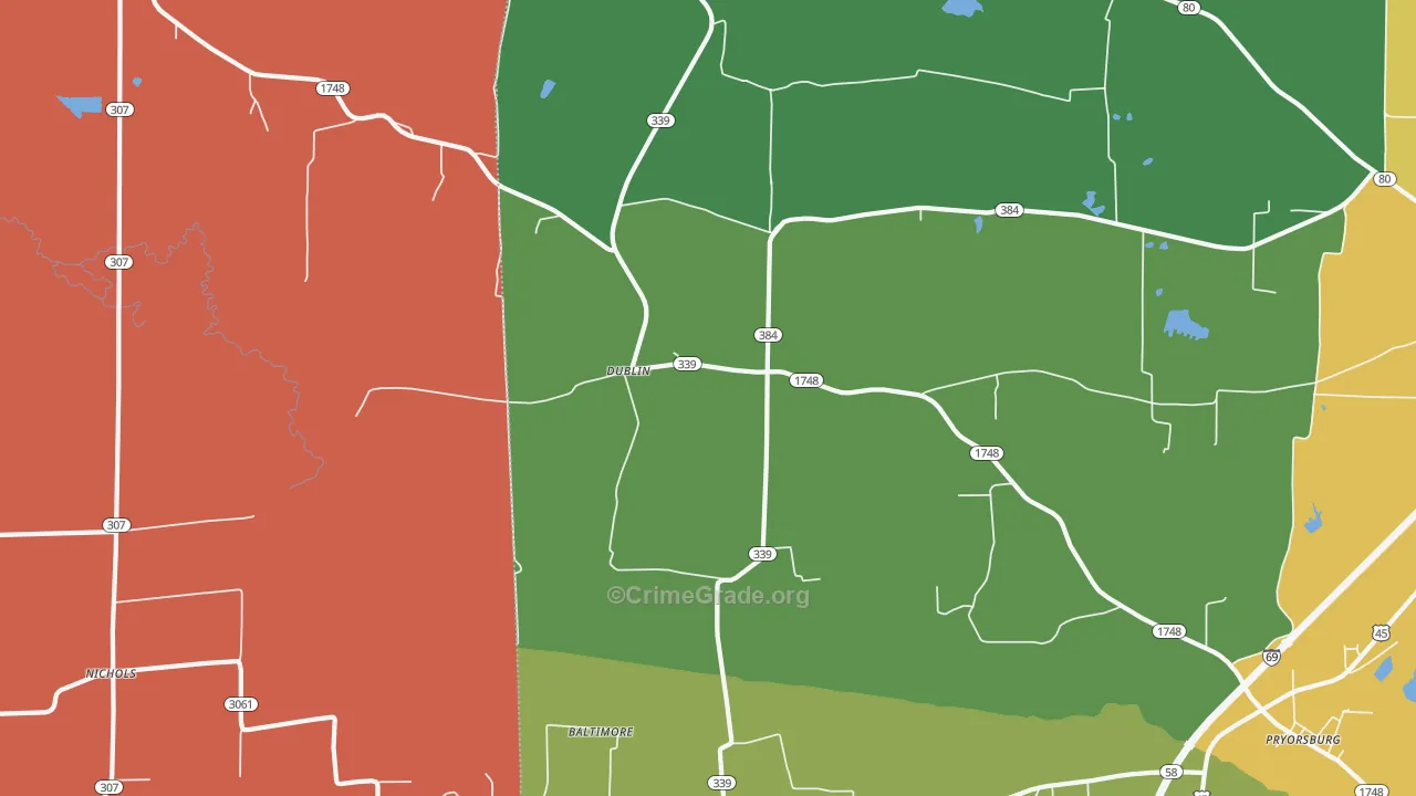 Dublin, KY Map of Robbery Rates