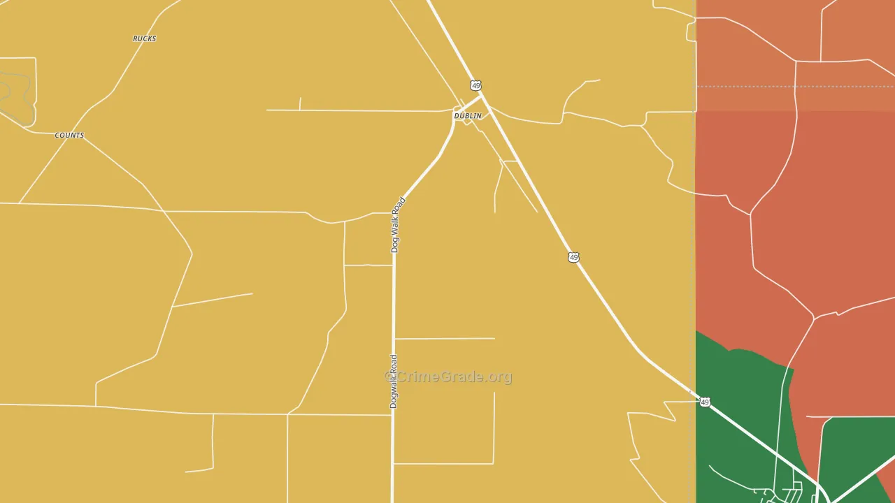 Dublin, MS Map of Robbery Rates