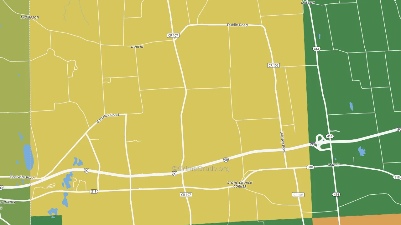 Dublin, NY Map of Robbery Rates