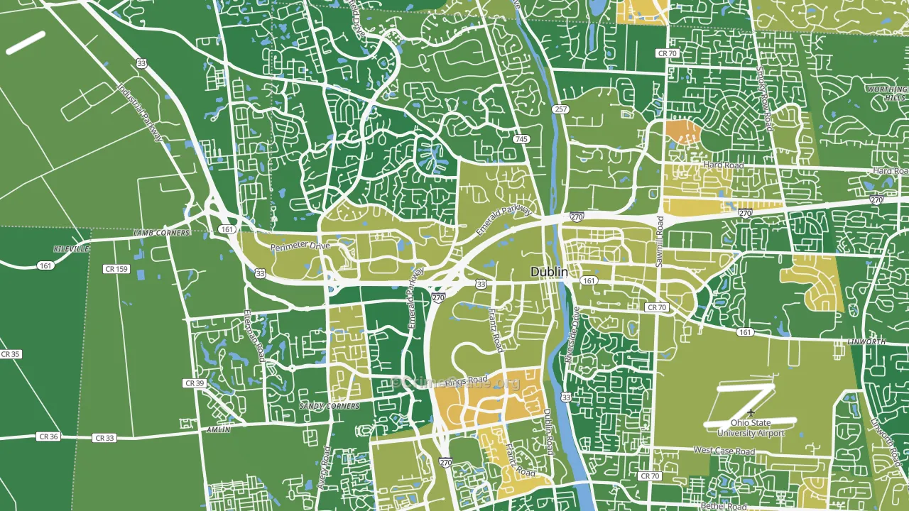 Dublin, OH Map of Robbery Rates