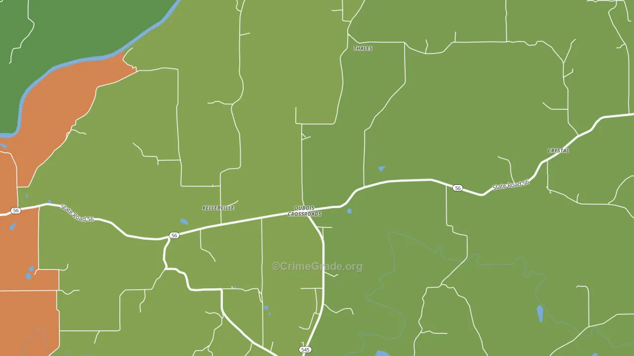 Dubois Crossroads, IN Map of Robbery Rates