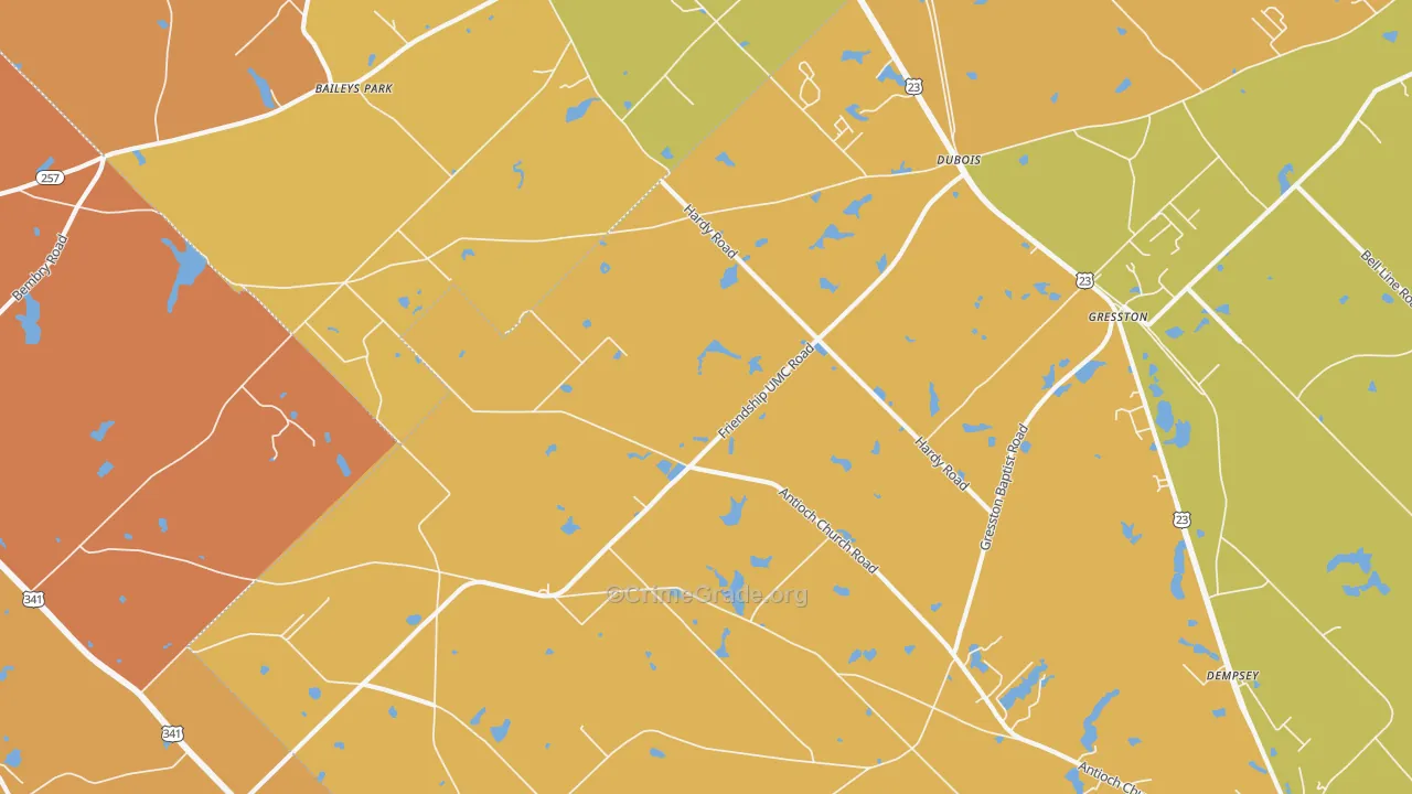 Dubois, GA Map of Robbery Rates