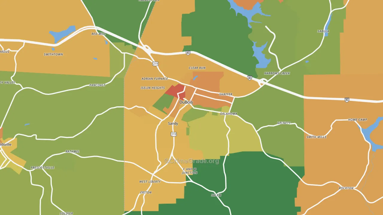 Dubois, PA Map of Robbery Rates