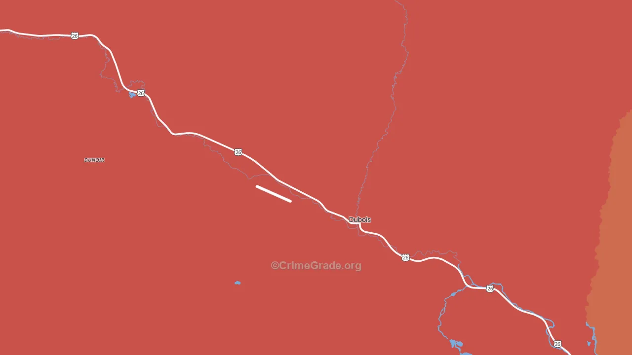 Dubois, WY Map of Robbery Rates