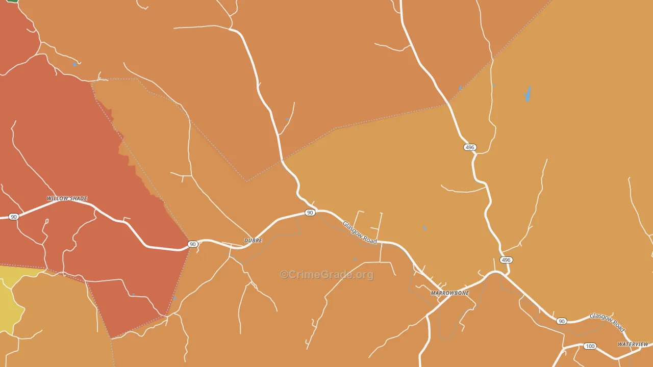 Dubre, KY Map of Robbery Rates