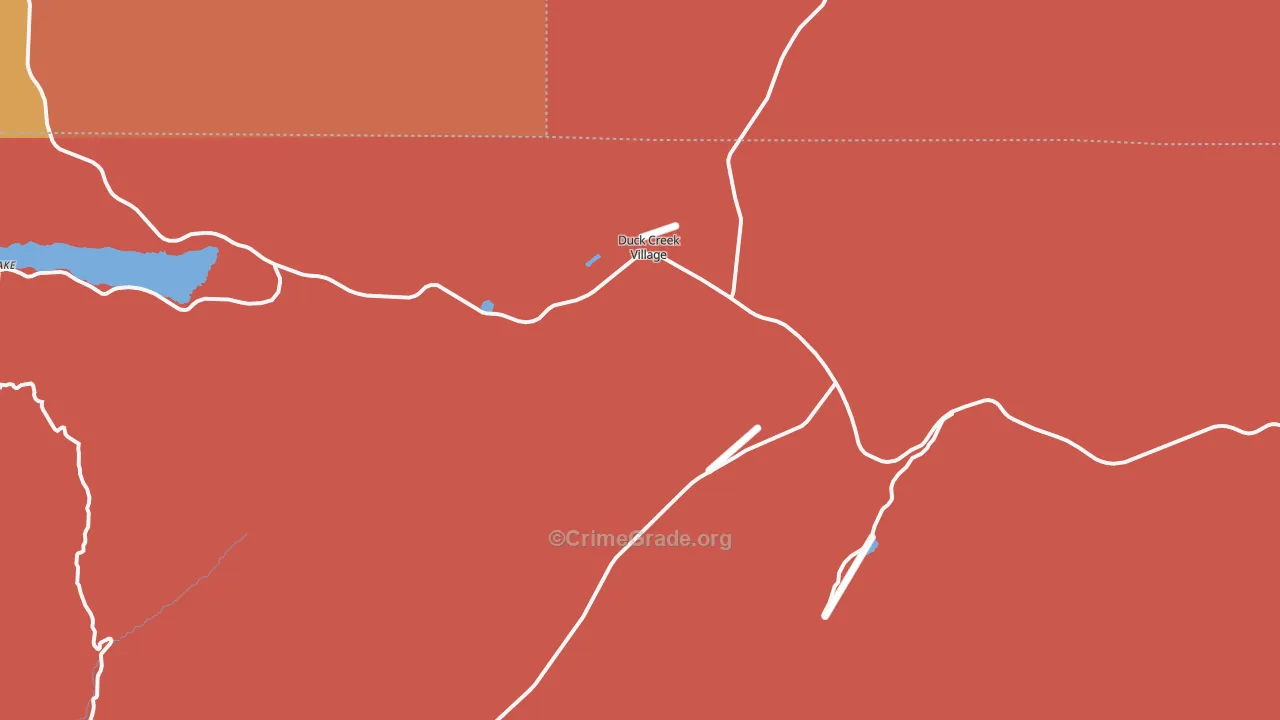 Duck Creek Village, UT Map of Robbery Rates