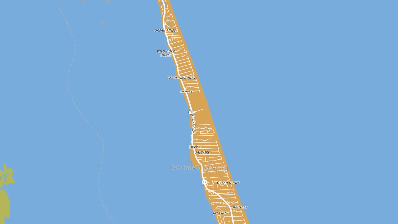 Duck, NC Map of Robbery Rates