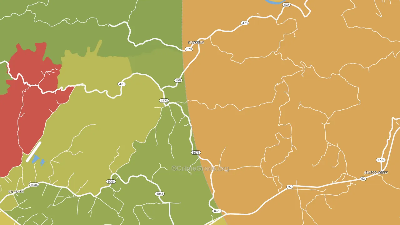 Duckrun, KY Map of Robbery Rates