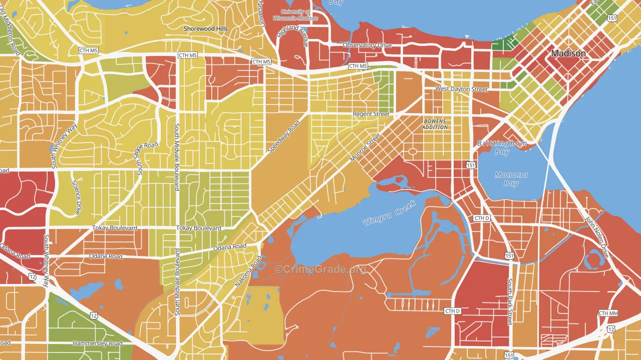 Dudgeon-Monroe, Madison, WI Map of Robbery Rates